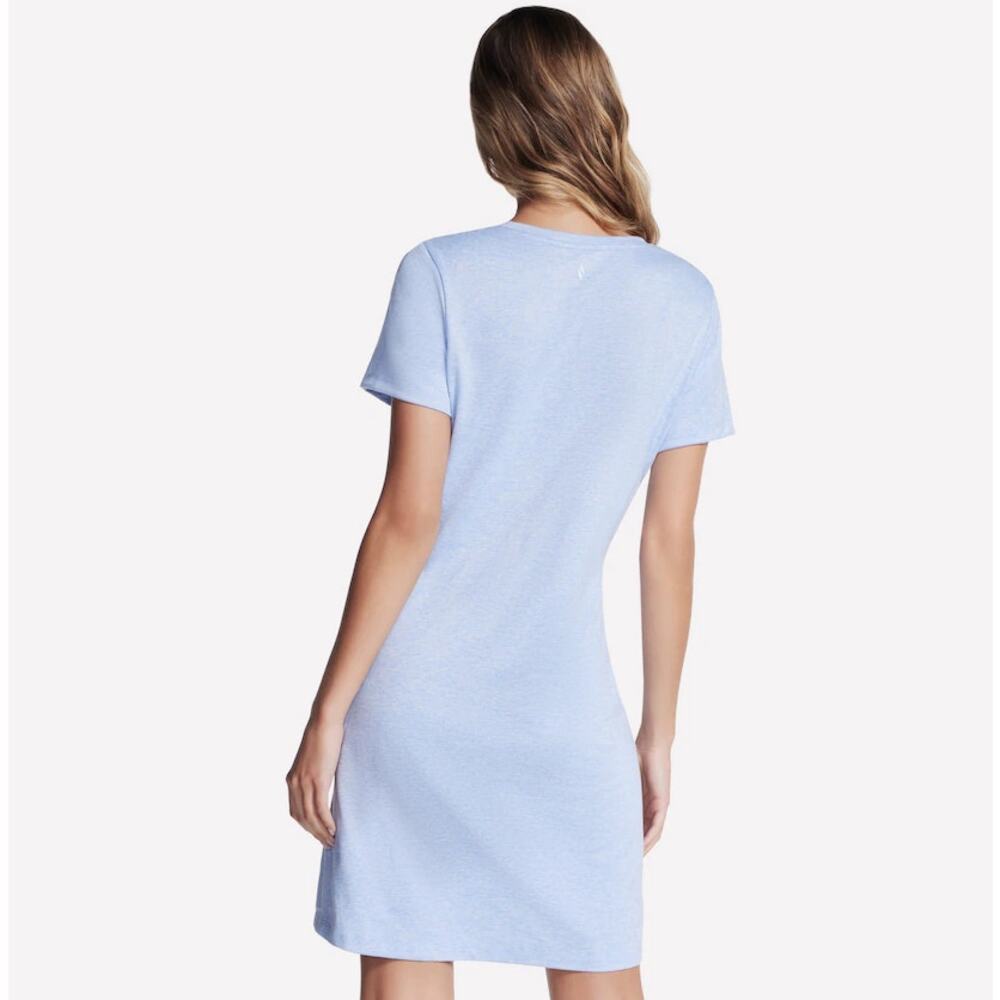 SKECHERS Women's GoDri Swift T-Shirt Dress Small Light Blue Short Sleeve NWT - Picture 3 of 13